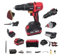 Kit combinado inalámbrico de 20 V, herramienta multifunción inalámbrica 8 en 1 con estuche, taladro, sierra de sable, sierra de cadena, llave de impacto, herramienta oscilante, lijadora con accesorios