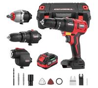 Kit Combinado Inalámbrico de 20V TEENO Herramienta Multifunción Inalámbrica 3en1 con Estuche, Taladro, cef a Choques, Herramienta Oscilante con Accesorios, 1 Batería de Litio Lon