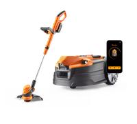 Kit combinado LawnMaster AMD18i-800 Plus - Cortacésped robótico MX de 24 V con visión artificial y carga automática, controlable mediante aplicación, con juego de recortadora de césped inalámbrica