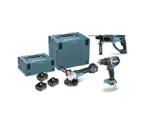Kit Combo 3 Máquinas Makita 18V Brushless | DLX3093TJ | 3x 5,0Ah + DC18RC + Makpac 2+4
