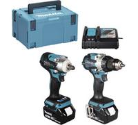 Kit combo de batería DLX2533TJ, taladro atornillador a batería DDF489Z + llave de impacto a batería DTW300Z, 18 voltios, Destornillador azul/Negro