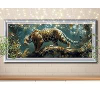 Kit Completo 5D DIY Pintura de Diamante Guepardo,Paisaje,Punto de Cruz Diamond Painting para Adultos,Cuadro de Diamantes con Rhinestones para Decoración Hogar,Pintar con Diamantes 30x60cm 59E-3602