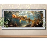 Kit Completo 5D DIY Pintura de Diamante Paisaje,Pez,Punto de Cruz Diamond Painting para Niños y Adultos,Cuadro de Diamantes con Rhinestones para Decoración Hogar,Pintar con Diamantes 70x140cm 58Y-2755