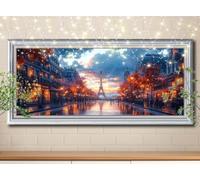 Kit Completo 5D DIY Pintura de Diamante París,Calle,Punto de Cruz Diamond Painting para Niños y Adultos,Cuadro de Diamantes con Rhinestones para Decoración Hogar,Pintar con Diamantes 100x250cm 59E-15