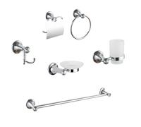 Kit Completo 6 Accesorios Baño Asta Jabón WC Gancho Porta Toalla 03907