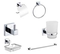 Kit Completo 6 Accesorios Baño Asta Jabón WC Gancho Toallero 03905