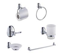 Kit Completo 6 Accesorios de Baño Suporte Jabon Baño Gancho Puerta Toalla 03903