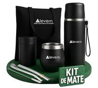 Kit completo argentino de 7 piezas - incluye calabaza mate, termo argentino mate 1 l, bombillas, caja de almacenamiento yerba y bolsa de transporte