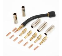 Kit completo de 21 piezas MB15AK Mig Mag de soldadura refrigerado por aire con soporte de punta de contacto para cuello, juego de boquillas de gas para soldadura MIG con puntas M6 0 de 8 mm y copas