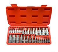 Kit completo de 32 llaves hexagonales con unidades de 1/4 3/8 más 1/2 pulgada que cubren 2 mm a 19 mm y tamaños de 5/64 hasta 3/4 pulgadas con funda para mecánicos