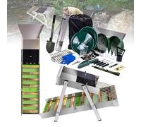 Kit Completo De 34 Piezas Para Bateo De Oro, Con Canaleta De Lavado (Highbanker) Plegable De 50 Pulgadas; Equipo Portátil De Minería Y Prospección Para Adultos, Incluye Batea, Clasificador