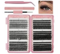 Kit Completo de 570 Pestañas Postizas Naturales,Tipo Racimo Ruso en 30-40-50-60-80-100D (8-16 mm),Extensiones Individuales Pelo a Pelo,con Herramientas,para Principiantes y Uso Diario o Eventos Especi