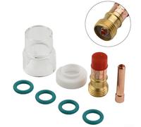 Kit completo de 8 accesorios de antorcha Tig compatible con Wp-17 Wp-18 Wp-26 con lente de gas rechoncho #12 taza de vidrio y montaje de pinza