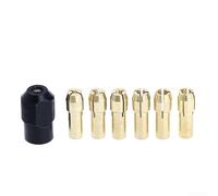 Kit completo de accesorios para herramientas giratorias, incluyendo una tuerca de portabrocas M8 0 de 75 mm y una selección de seis tamaños de pinza de latón