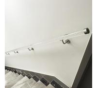 Kit completo de barandilla de acrílico transparente para escaleras con soportes y tapas de vidrio transparente, soporte plateado de 180 cm, solución de seguridad moderna