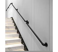 Kit completo de barandilla de hierro con revestimiento de zinc vintage de 30500 cm para uso en interiores y exteriores, acabado negro, ideal para áticos y pasillos (tamaño: 400 cm)