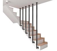 Kit completo de barandilla de hierro para escalones de interior, barra cuadrada galvanizada, barandilla de seguridad para pasillos