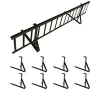 Kit completo de barrera anti-nieve de 3,0 m con 8 soportes para cubiertas planas (trapezoidal, láminas bituminosas, tejas asfálticas, chapa plana) - Altura: 15 cm - RAL 6020 Verde oscuro