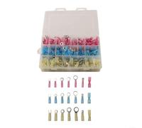 Kit completo de conectores de alambre termorretráctiles confiables con opciones de anillo, horquilla y pala (caja combinada de 260 piezas)