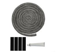 Kit completo de cuerda de junta para puerta de estufa de leña, repuesto con material de fibra de vidrio, color gris, 6 mm a 25 mm, tamaño de 300 cm de longitud con pegamento de alta temperatura y