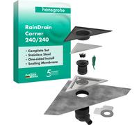 Kit completo de desagüe RainDrain Corner de hansgrohe, 240/240, acero inoxidable cepillado, 56252800