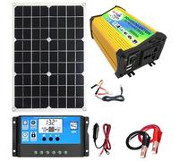 Kit Completo De Energía Solar- Conjunto De Energía Solar Portátil, Inversor De 6000 W + Panel De 18 W Y 18 V Con Controlador De Doble Voltaje, 2 Puertos USB Y Pantalla LED, 30A Controlador Carga Solar