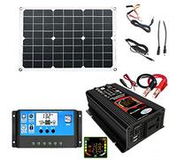 Kit Completo De Energía Solar - Panel Solar 12V A 220V/110V | Kit Inicial De Paneles Solares | Kit Solar Fuera De La Red Para Vehículos Recreativos | Panel Solar Con Batería Kit Inversor Solar | Kit S
