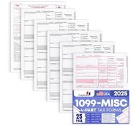 Kit completo de formulario de impuestos Laser 1099 para 2017, 4 partes | Solución de presentación de impuestos sobre la renta comercial | Todos los formularios 1099 Misc con sobres autosellantes en
