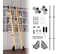 Kit completo de herrajes para colgar escaleras de biblioteca retráctiles con ruedas y riel de extensión móvil de tubo redondo (sin escaleras), de 1 a 6 metros(200cm Kit de pista)