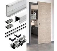 Kit completo de herrajes para puerta corredera de armario, juego completo con riel oculto y rodillos para uso comercial y doméstico
