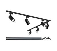Kit completo de iluminación de pista 6 luces, sistema de iluminación de pista LED de 20 W 6000 K Cool White con 2 x 1 m cabezas de riel adicionales para exposiciones/pasillos (negro 6 cabezas 6000K)