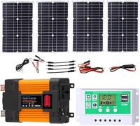 Kit completo de inversor de 4000 W y 6000 W con control solar de 50 A y paneles solares de 100 W, sistema de red Doméstica para sistemas de generación de energía y exteriores (6000 W, 12 V-220 V)