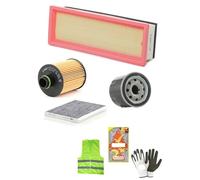 Kit completo de mantenimiento para coche compuesto por filtro de aceite + filtro de aire + filtro de combustible + filtro de habitáculo compatible con Peugeot 307 1.4 Hdi CV 70 2003 (B003)