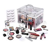 Kit completo de maquillaje para mujer, paleta de sombras de ojos, pintalabios, brillo de labios, rubor, contorno, resaltadores, lápiz de maquillaje, pestañas postizas, estuche de tren reutilizable