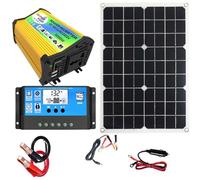 Kit completo de paneles solares - Poli solar, cargador inversor, conjunto de paneles de 18 W con descarga de carga inteligente, inversor de 3000 W, controlador 30 A | Para autocaravana