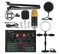 Kit completo de podcast, La tarjeta de sonido se puede conectar a un micrófono de auriculares de teléfono de computadora for grabar transmisiones en vivo y cantar(BM900 V9 Big)