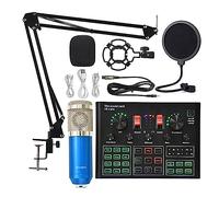 Kit completo de podcast, Micrófono Bm 800, tarjeta de sonido, condensador de estudio profesional, micrófono inalámbrico for juegos USB, micrófono de Karaoke for PC y teléfono(Blue BM800 V9XPRO)