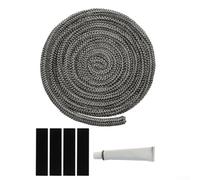 Kit completo de repuesto de juntas de puerta de estufa de leña con cuerda de fibra de vidrio gris con alta temperatura para sellado de chimenea y horno de 6 mm a 25 mm (8 mm)