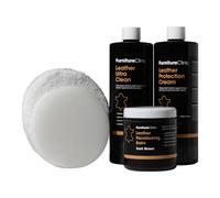 Kit completo de restauración de cuero (gris claro) - contiene bálsamo para recolorear cuero, crema protectora, limpiador, esponja y aplicador - restaura y repara sofás, sillas, asientos de coche y más