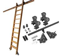 Kit completo de rieles para escalera de biblioteca deslizante, rodillo superior telescópico, ruedas de piso con frenos, multiusos para de desván, gabinetes (sin escaleras)(610cm Kit de pista)