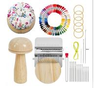 Kit completo de telar para zurcir con 14 ganchos y seta de madera de primera calidad, 50 hilos de colores, agujas, ganchillo, alfiletero floral para reparar ropa