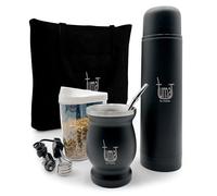 Kit completo de yerba mate - Incluye taza mate, pajita (bombilla), termo de 750 ml, bolsa y dos regalos (recipiente yerbero y calentador de agua de inmersión)