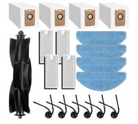 Kit completo para aspiradora robot Tikom L8000 Plus para Medion X20 Sw+ Md 11415, incluye filtros laterales de cepillo principal, almohadillas de fregona y bolsas de polvo