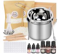 Kit Completo para Hacer Velas de Cera de Soja Natural - 920g con Aceites Esenciales, Colorantes y Accesorios - Incl. Olla de Fusión, Mechas, Varillas - Ideal para Regalo, Terapia y Decoración