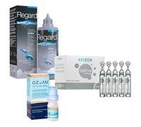 Kit Completo: Regard 355ml + Ozean 10ml + Saline 30x5ml. Solución Única, Gotas Humectantes y Aclarante para Lentillas. Sin Conservantes.