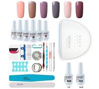 Kit completo Vernis Semi Permanente Con 48 W profesional LED lámpara secadora de uñas, 6 colores Vernis Gels, Top Base Coat, Kit completo Manicura Herramientas Accesorios Nail Art Set by Vishine # 012