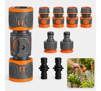 Kit Conectores Manguera 1/2 9 Piezas con Válvula Compatible Gardena | Set PP 9 piezas con conectores rápidos adaptadores de grifo empalmes dobles y válvula para manguera de 13 mm
