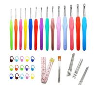 Kit Conjunto Agujas de Ganchillos, 14 Piezas Crochet Hook Set de Ganchillos Accesorios, Kit de Agujas de Tejer con Manijas Ergonómicas de Agarre Suave, Regalo para Mujer (2,0 mm a 10,0 mm)