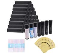 Kit Contenedor de Bálsamo Labial Kare & Kind - 50x Tubos de Bálsamo Labial (Negros), 50x Pegatinas Grabables (3 colores), 50x Pegatinas Impresas (Transparentes) - Para Bálsamo Labial DIY - Cosméticos