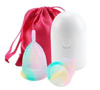 Kit Copa Menstrual, Incluye 2 Copas, 1 Esterilizador y Bolsa de Transporte, Silicona Médica, Suave, Reutilizable (Talla L + S)